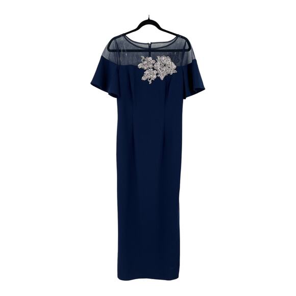 JS Collection dress Fleur beaded column gown blue size 8 - Picture 2 of 8